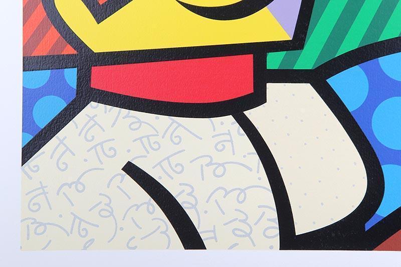 romero britto silkscreen on paper "tennis player" pop art cubism