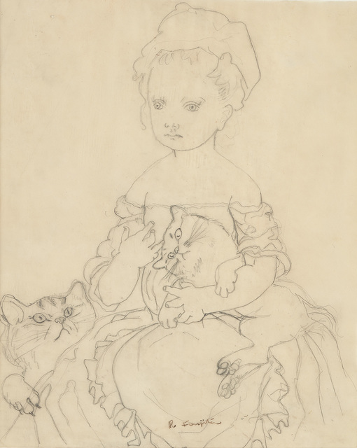 Léonard Tsugouharu Foujita, ‘Petite fille avec deux chats’, Phillips