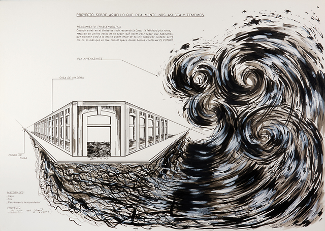 Carlos Garaicoa, ‘Proyecto Sobre Aquello que Realmente nos Asusta y Tememos’, 1994, Painting, Watercolor and ink on paper along with cibachrome, Rago/Wright