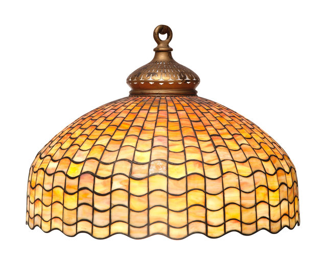 ‘Tiffany Studios Leaded Glass and Bronze Geometric Hanging Shade’, Design/Decorative Art, Doyle