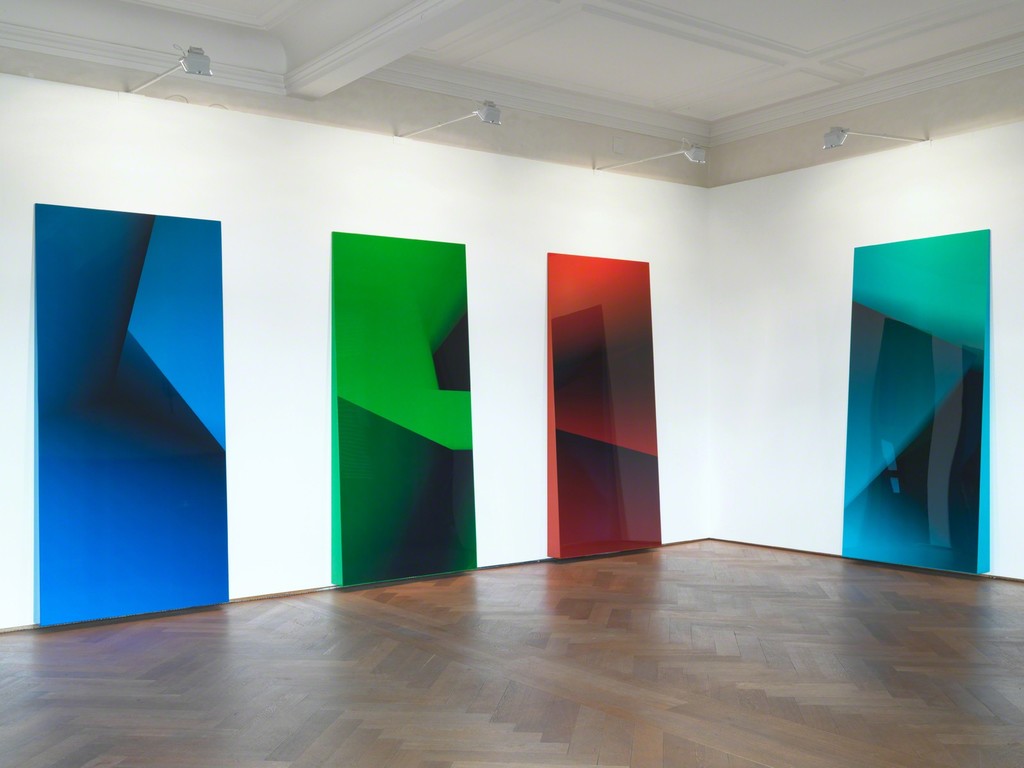 Installation view, A Future Archeology, Spatial Objects, each 230 x 105 x 15 cm (base) narrowing to 0,5 cm (tip), SCHEUBLEIN + BAK, Zurich 2016 Installation view, A Future Archeology, Spatial Objects, each 230 x 105 x 15 cm (base) narrowing to 0,5 cm (tip), SCHEUBLEIN + BAK, Zurich 2016