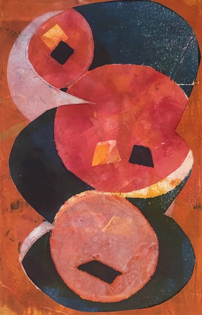 Anne D. Marble, ‘THE MOONS INSIDE ME’, 2019, Drawing, Collage or other Work on Paper, Monotype collage, InLiquid