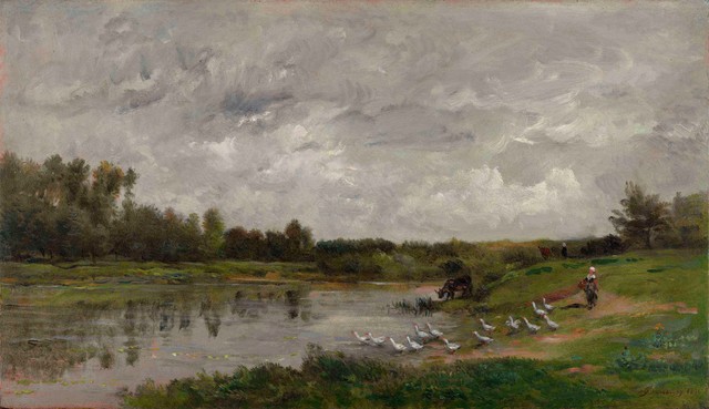 Charles François Daubigny, ‘Les gardeuses d'oies’, 1874, Stoppenbach & Delestre