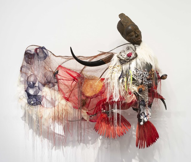 Rina Banerjee, ‘Sealed with a Kiss, kiss me once, make me nice, mix my blood, steal the contract for charity with rice and for modesty, race, purity and inheritance ask my father for permission’, 2018, Galerie Nathalie Obadia