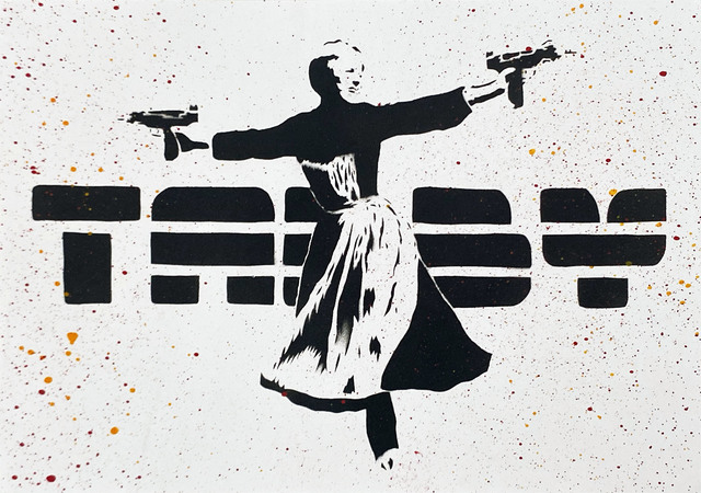TABBY, ‘'Sound of Uzi'’, 2015, Painting, Hand-painted spray paint/stencil on paper., Signari Gallery