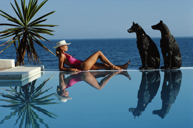 Slim Aarons, ‘Pantz Pool, 1985: Laura Hawk, assistant to the photographer, relaxes by the pool at El Rincon, the von Pantz’ Marbella home’, 1985, Staley-Wise Gallery