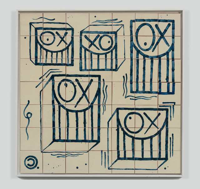 André Saraiva, ‘Square Messrs. A Tile’, 2018, Mixed Media, Hand-painted tiles, Underdogs Gallery