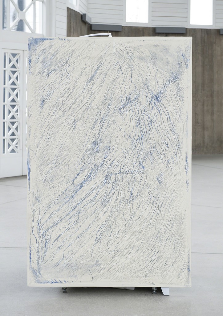 Dino Zrnec, Untitled, 2017, oil on canvas on shower box, 200x125cm Dino Zrnec, Untitled, 2017, oil on canvas on shower box, 200x125cm