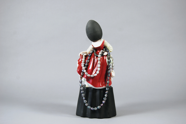 Matt Smith (British), ‘Red Girl with Pearls’, 2021, Sculpture, Parian and Freshwater Pearls, Cynthia Corbett Gallery