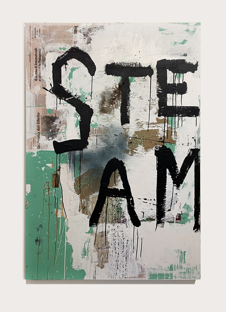 Stephen Lapthisophon, ‘Steam’, 2020, Painting, Ink, acrylic, collage, coffee & spray paint on canvas, Conduit Gallery