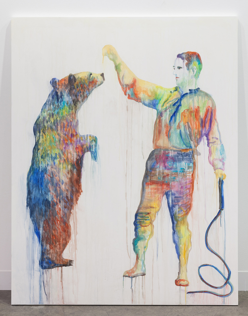 Ulla von Brandenburg, ‘The Shadow of Itself (Man and Bear)’, 2017, Painting, Watercolour on board, Pilar Corrias Gallery