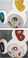 Takashi Murakami - And Then x 6 (White: The Superflat Method, Blue & Yellow Ears); and DOB in Pure White Robe (Navy & Verm...