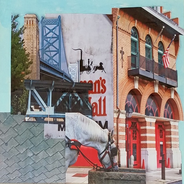 Arlene Solomon, ‘Stopping for a Drink’, 2016, Drawing, Collage or other Work on Paper, Mixed media photo collage, InLiquid