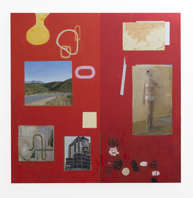 Simon Stone, ‘Red Painting with Map’, 2017, SMAC