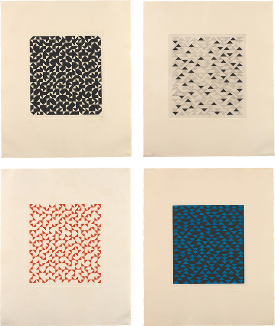 Anni Albers, ‘Four works: (i) Triangulated Intaglio II; (ii) Triangulated Intaglio III; (iii) Triangulated Intaglio IV; (iv) Triangulated Intaglio V’, Print, Phillips