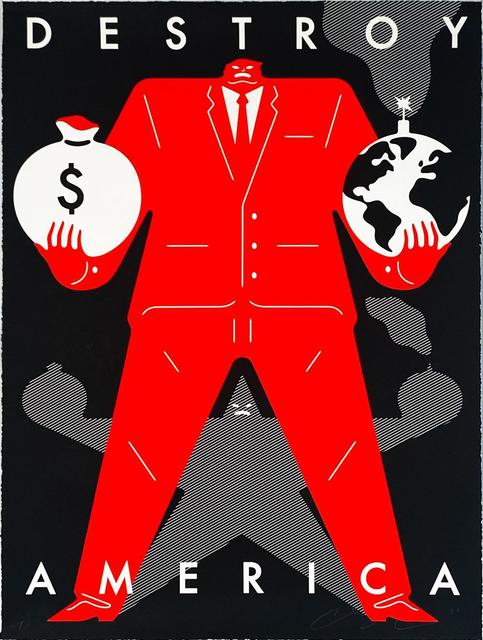 Cleon Peterson, ‘Destroy America (Black)’, 2020, Print, Hand-pulled screen print on 290gsm Arches Rag fine art paper with deckled edges, Samhart Gallery