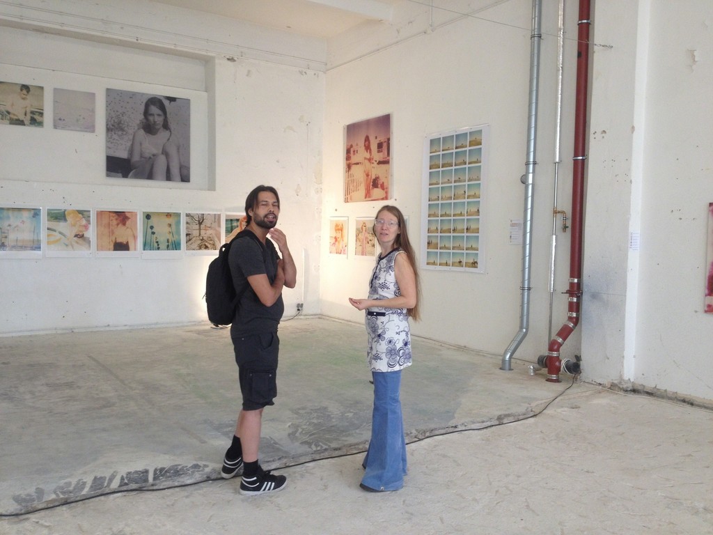 Willem Baptist (director of Instant Dreams the movie) getting a personalized tour of Stefanie Schneider's Instantdreams exhibition by the artist herself. Willem Baptist (director of Instant Dreams the movie) getting a personalized tour of Stefanie Schneider's Instantdreams exhibition by the artist herself.