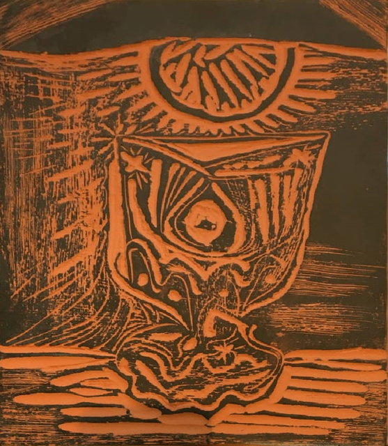 Pablo Picasso, ‘Glass under lamp or Le verre sous la lampe (A.R. 519)’, 1964, Design/Decorative Art, Red earthenware clay plaque with black engobe pad, Invertirenarte.es