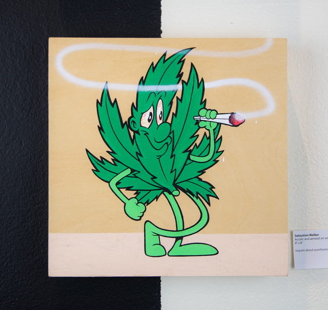 Sebastien Walker, ‘Weed Leaf (2)’, 2018, Painting, Acrylic and aerosol on wood panel, EWKUKS