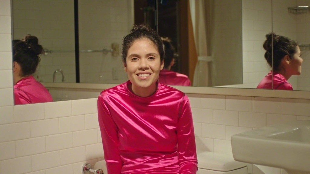 Alexa Karolinski and Eckhaus Latta, Coco, 2017. Still from a video. DP Ashley Connor. Featuring Analisa Teachworth. Alexa Karolinski and Eckhaus Latta, Coco, 2017. Still from a video. DP Ashley Connor. Featuring Analisa Teachworth.