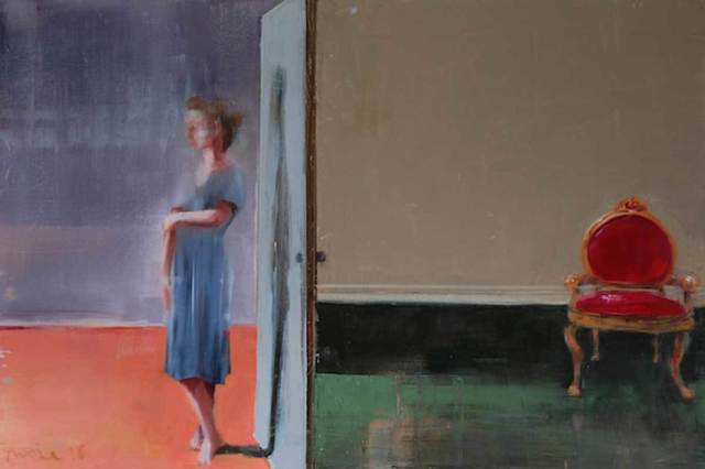 Richard Twose, ‘Interior with a Red and Gold Chair’, 2017, Painting, Oil on Board, Catto Gallery