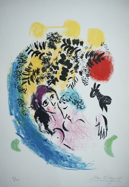 Marc Chagall, ‘Lovers with Red Sun’, 1960, Print, Lithograph in colors, Upsilon Gallery