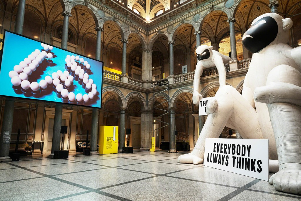 MAK Exhibition View, 2015
STEFAN SAGMEISTER: The Happy Show, on the right: Everybody Always Thinks They Are Right, 2007. In collaboration with Monika Aichele, Matthias Ernstberger, and Sportogo. MAK Columned Main Hall
© MAK/Aslan Kudrnofsky MAK Exhibition View, 2015
STEFAN SAGMEISTER: The Happy Show, on the right: Everybody Always Thinks They Are Right, 2007. In collaboration with Monika Aichele, Matthias Ernstberger, and Sportogo. MAK Columned Main Hall
© MAK/Aslan Kudrnofsky