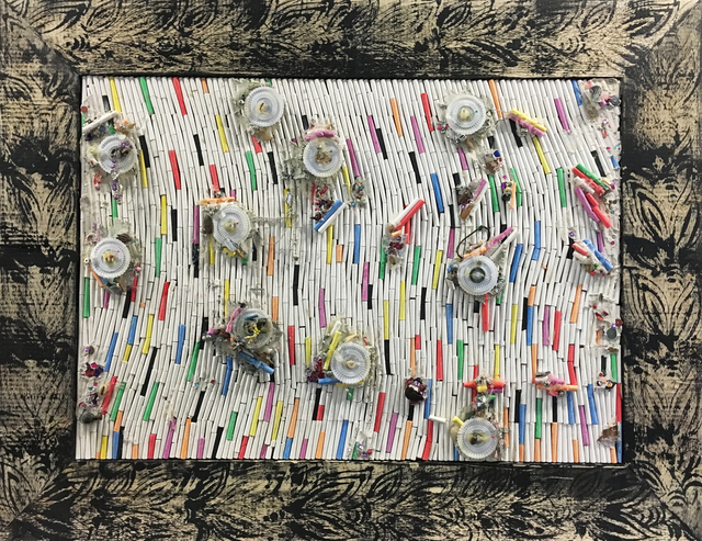 Pascale Marthine Tayou, ‘Fresque de craies C(3)’, 2015, Mixed Media, Chalk pieces on panel, Richard Taittinger Gallery