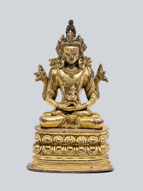 Bronze Sculpture, ‘A Gilt Bronze Figure of Amitayus, Pala Revival Style, China, 17-18th Century, 16.5 cm.’, Sculpture, Arman Antiques Gallery