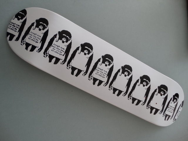 Banksy, ‘BANKSY "LAUGH NOW BUT ONE DAY WE'LL BE IN CHARGE" SKATE DECK LTD EDT’, 2016, Design/Decorative Art, Wood, Arts Limited