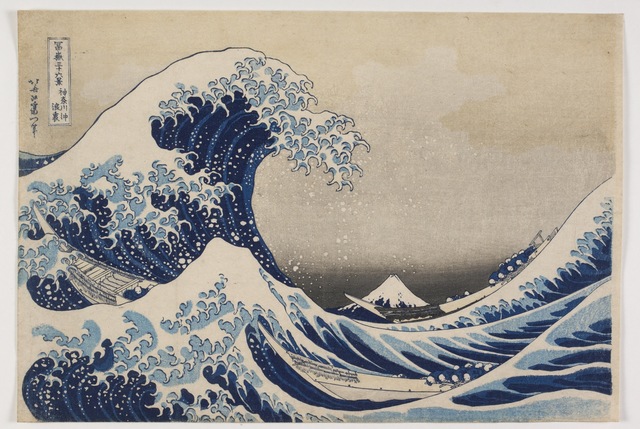 Katsushika Hokusai, ‘The Great Wave Or 'Under the Wave, off Kanagawa' (Kanagawa oki nami-ura)’, About AD 1829-33, Print, Color woodblock print, British Museum