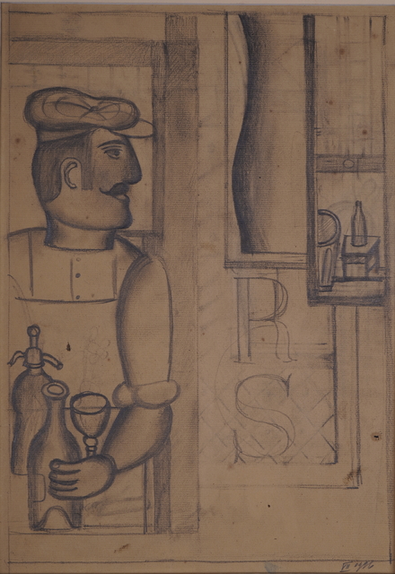 Henryk Streng/ Marek Włodarski, ‘Preparatory drawing for Man with a Siphon painting ’, 1926, Drawing, Collage or other Work on Paper, Pencil on paper, Olszewski Gallery