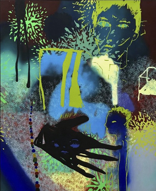 Joshua Nathanson, ‘Hand Touches Face’, 2018, Painting, Acrylic and pumice on wood and aluminum panel, poplar frames, CFHILL