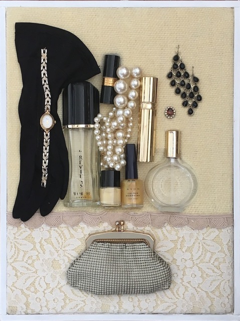 Susan O'Doherty, ‘Shy and Retiring’, 2018, Installation, Glove, watch, perfume bottles, nail polish, lipstick, earrings, glomesh purse, textiles, paint and wood, Art Atrium