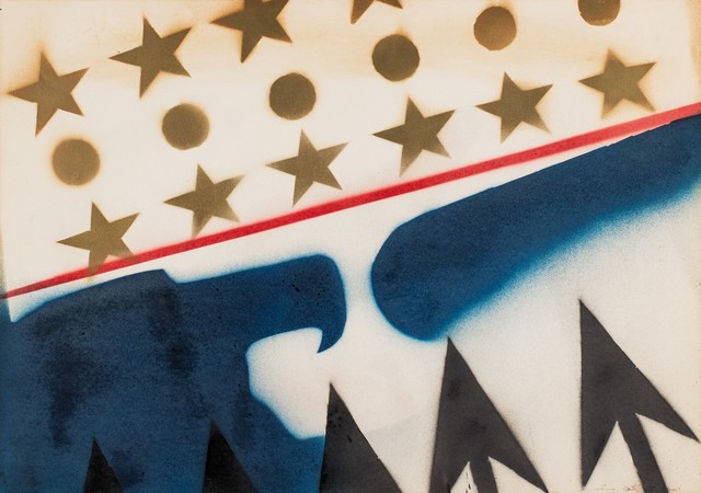 Franco Angeli, ‘Untitled - Half dollar’, 1967, Drawing, Collage or other Work on Paper, Spray enamel on card, Finarte