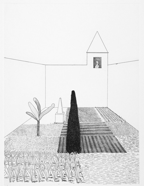 David Hockney, ‘Rapunzel Growing in the Garden’, 1969, Print, Etching and aquatint, Goldmark Gallery