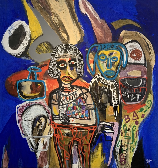 HAKO HANKSON, ‘Le temps des rencontres ’, 2018, Painting, Oil, acrylics, chinese ink, varnish, OH GALLERY