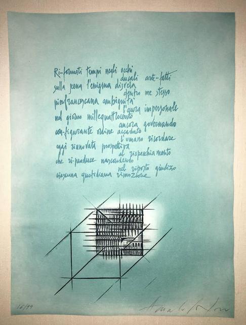 Arnaldo Pomodoro, ‘Abstract Etching with Italian Poem III’, 20th Century, Print, Etching, Lions Gallery
