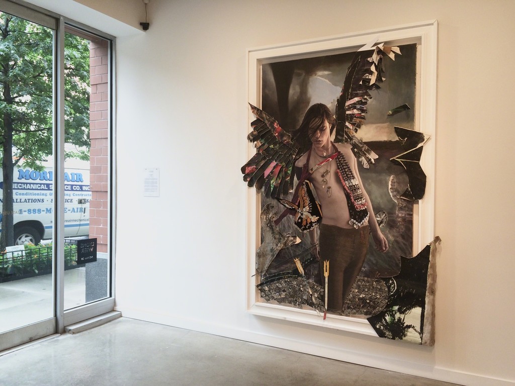 "Down Dragon", 2015, Oil & mixed media on found paintings over panel
96 x 65 in / 243.8 x 165.1 cm "Down Dragon", 2015, Oil & mixed media on found paintings over panel
96 x 65 in / 243.8 x 165.1 cm
