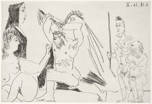 Pablo Picasso, ‘Angry Bearded Man with Two Indifferent Women and Two Spectators (El Entierro del Conde de Orgaz, B.1470)’, 1969, Martin Lawrence Galleries