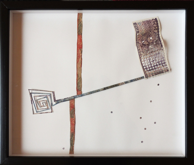 Máximo González, ‘Strategic Step / Paso estrategico’, 2015, Drawing, Collage or other Work on Paper, Collage: out-of-circulation currency, Lisa Sette Gallery
