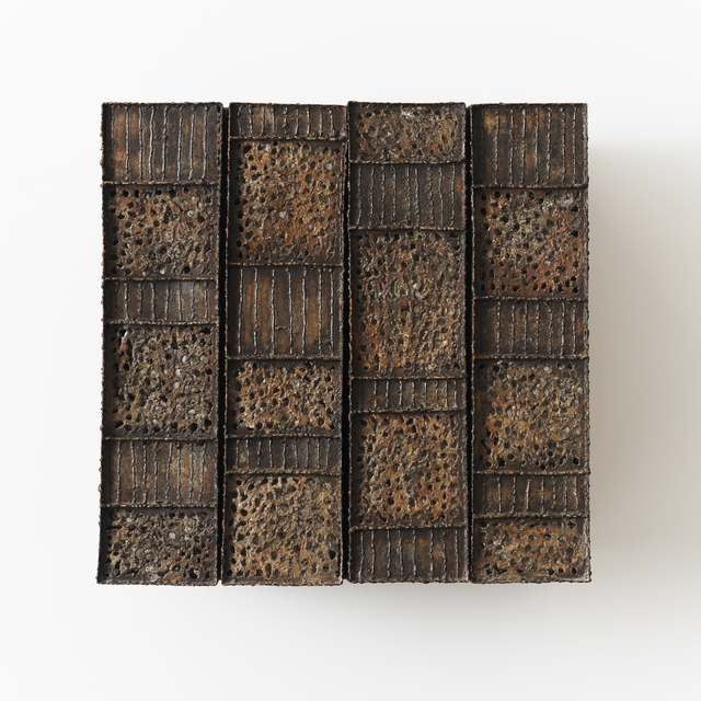 Paul Evans (1931-1987), ‘Welded and Perforated Steel Hanging Cabinet’, 1963, Design/Decorative Art, Patinated shingled steel, Todd Merrill Studio