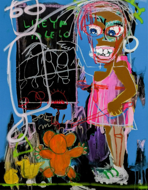 Dolet Malalu, ‘Petite fille au tableau ’, 2019, Painting, Acrylic and oil pastels on canvas, Out of Africa Gallery