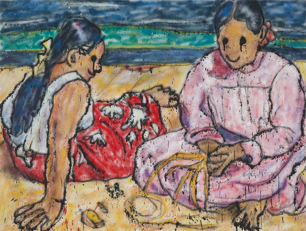 Tahitian Women II, 2018
Acrylic paint, aerosol on canvas 69 x 91,5 cm | 27 3/16 x 36 1/16 in Tahitian Women II, 2018
Acrylic paint, aerosol on canvas 69 x 91,5 cm | 27 3/16 x 36 1/16 in