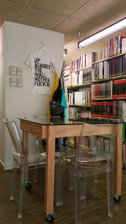 Installation view of 'Badges of Dissent' section in a short history of the art book bag (and the things that go in them) exhibition, 2015. Courtesy of Asia Art Archive. Installation view of 'Badges of Dissent' section in a short history of the art book bag (and the things that go in them) exhibition, 2015. Courtesy of Asia Art Archive.