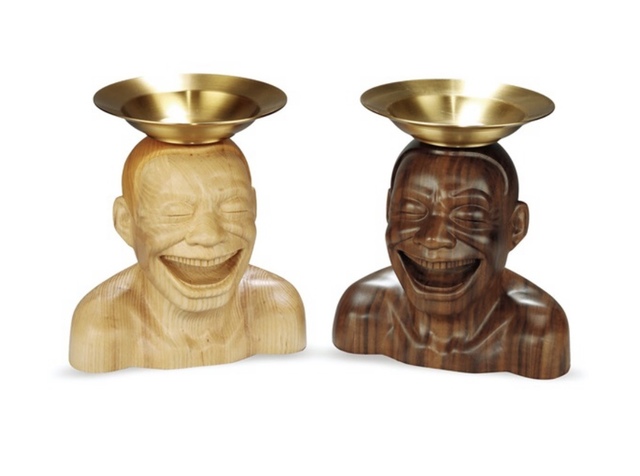 Yue Minjun, ‘Surplus Value (Set of two)’, 2019, Sculpture, Wood and copper, 3 White Dots