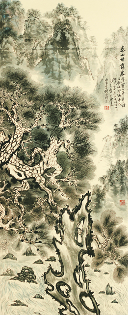 Zhang Yanyun, ‘Spring of sweet dew 泰山十二春秋-甘露泉’, 2012, Drawing, Collage or other Work on Paper, Ink and colour on paper, Tian Bai Calligraphy and Painting (天白書畫)