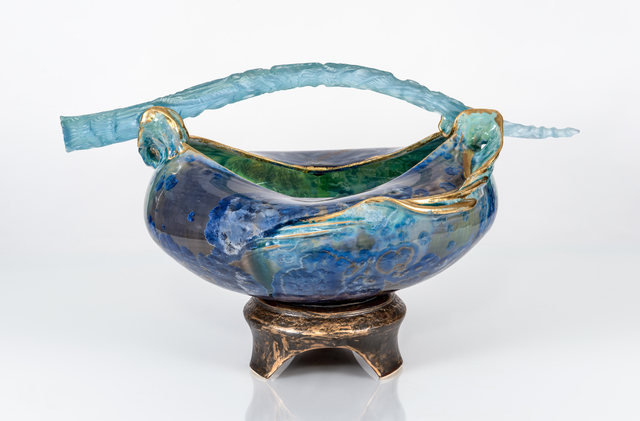 Debra Steidel, ‘Cornu Glaciei’, 2018, Sculpture, Hand thrown porcelain and cast lead crystal glass, Steidel Contemporary