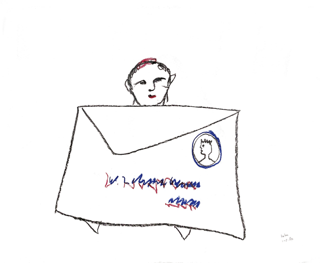 Sidney Nolan, ‘Figure and Letter’, 1985, Drawing, Collage or other Work on Paper, Pastel on paper, Charles Nodrum Gallery