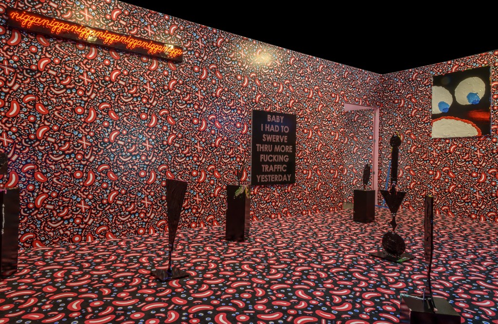 Installation View of Devin Troy Strother's "What if Yayoi Kusama Had Jungle Fever?" at Richard Heller Gallery. Installation View of Devin Troy Strother's "What if Yayoi Kusama Had Jungle Fever?" at Richard Heller Gallery.